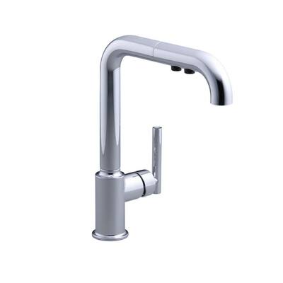 KOHLER Kitchen Faucets. Purist Secondary Pull-Out Sprayer Kitchen Faucet in Polished Chrome