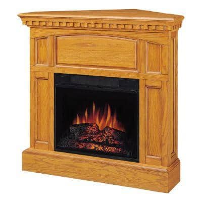 Oak Corner Mantel Electric Fireplace