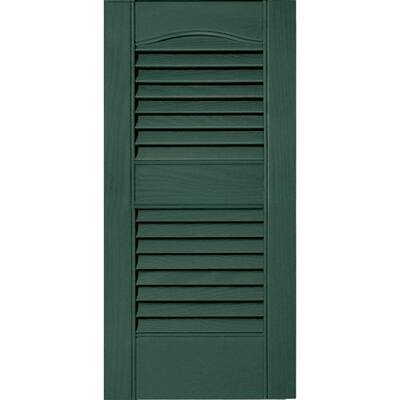 Builders Edge 12 in. x 25 in. Louvered Vinyl Exterior Shutters Pair #028 Forest Green