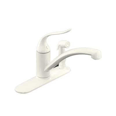 KOHLER Kitchen Faucets. Coralais 8 in. Decorator Kitchen Faucet with Escutcheon, Matching Finish Sidespray, and Lever Handle in Biscuit