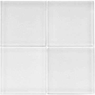 Splashback Glass Tile 4 in. x 4 in. Contempo Bright White Polished Glass Tile CONTEMPOBRIGHTWHITEPOLISHED4X4GLASSTILE