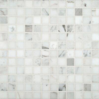 M.S. International Inc. Calacatta Gold 1 in. x 1 in. Polished Marble Mesh-Mounted Mosaic Floor and Wall Tile SMOT-CALAGOLD-1X1P