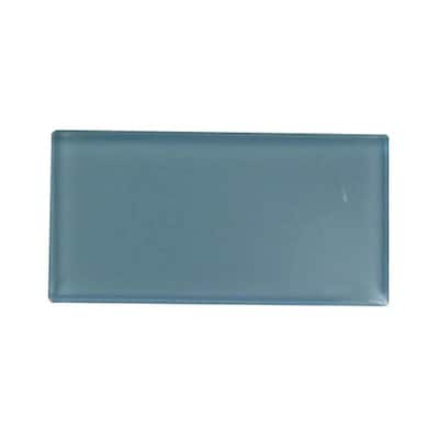 Splashback Glass Tile Contempo Turquoise Polished Glass Tile - 3 in. x 6 in. Tile Sample L5A11B GLASS TILE