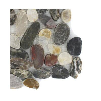 Splashback Glass Tile Pebble Rock Flat Crue Marble Floor and Wall Tile - 6 in. x 6 in. Tile Sample R1C6 MARBLE TILE