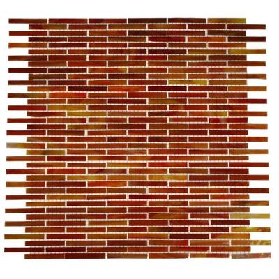 Splashback Glass Tile 12 in. x 12 in. Glass Mosaic Floor and Wall Tile MATCHSTIX FIRE