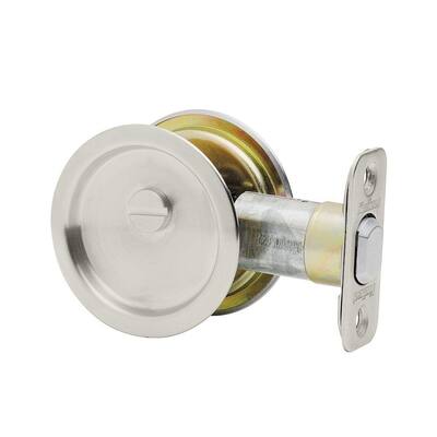 UPC 042049148282 product image for Pocket Door Locks: Kwikset Entrance Handle & Lock Sets Round Satin Nickel Hall/C | upcitemdb.com
