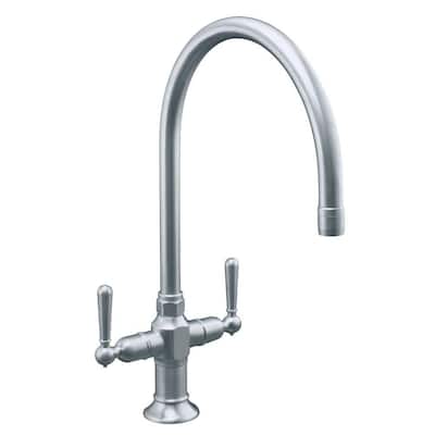 KOHLER Kitchen Faucets. HiRise 2-Handle Pull-Down Sprayer Kitchen Faucet in Brushed Stainless-Steel