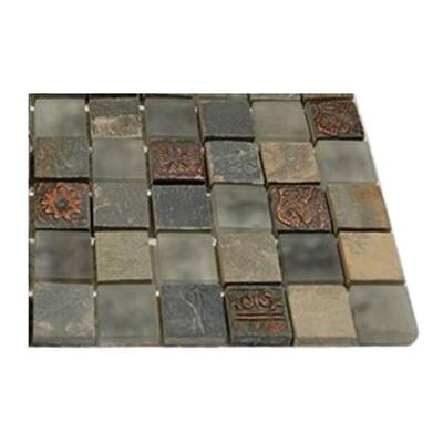 Splashback Glass Tile Tapestry Vintage Jewelry 1 in. x 1 in. Marble And Glass Tiles - 6 in. x 6 in. Tile Sample R5B8