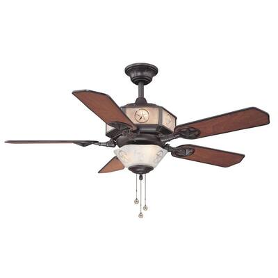 Hampton Bay Lonestar 52 in. Aged Copper and White Rock Ceiling Fan with Etched Glass STR09