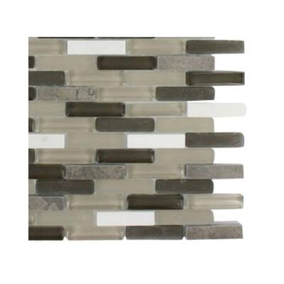 Splashback Glass Tile Cleveland Taylor Mini Brick Mixed Materials Floor and Wall Tile - 6 in. x 6 in. Tile Sample L1A2 MOSAIC TILE