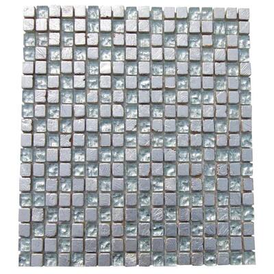 Splashback Glass Tile Regal Silver 12 in. x 12 in. Mixed Materials Floor and Wall Tile