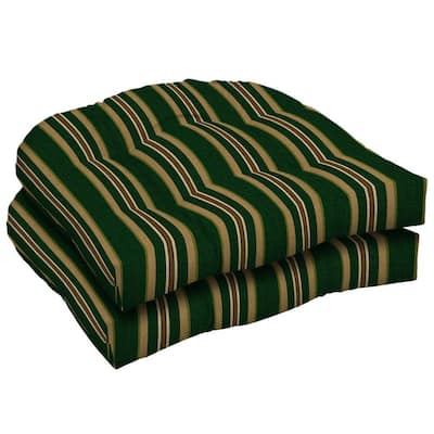 Green Wicker Furniture on Hunter Green Stripe Wicker Tufted Seat Pad  Set Of 2   Discontinued