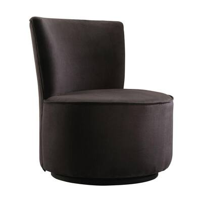 Oxford Creek Microfiber Round Swivel Chair in Black