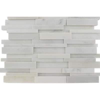 Splashback Glass Tile Dimension 3D Brick Asian Statuary Pattern 12 in. x 12 in. Marble Mosaic Floor and Wall Tile DIMENSION3DBRICKASIANSTATUARY