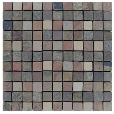 M.S. International Inc. 1 In. x 1 In. Tumbled Mixed Slate Mosaic Floor & Wall Tile THDW3-SH-MC1X1T