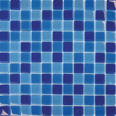 M.S. International Inc. 12 in. x 12 in. x 3/8 in Thick Blue Blend Glass Mesh-Mounted Mosaic Tile SMOT-GLSB-BL8mm