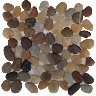 Splashback Glass Tile Flat 3D Pebble Rock Multicolor Stacked 12 in. x 12 in. Marble Mosaic Floor and Wall Tile FLAT 3DPEBBLEROCKMULTICOLORSTACKEDMARBLE