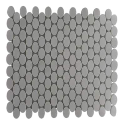 Splashback Glass Tile Marble 12 in. x 12 in. Marble Mosaic Floor and Wall Tile ORBIT WHITE THASSOS OVALS