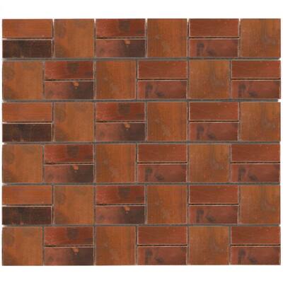 Merola Tile Patina Battery Park 11-3/4 in. x 13 in. Copper Metal-Veneer Mesh-Mounted Mosaic Tile MDXPBP