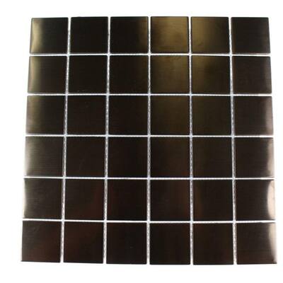 Splashback Glass Tile Metal Rouge Square 12 in. x 12 in. Stainless Steel Floor and Wall Tile METAL ROUGE STAINLESS STEEL 2X2 SQUARE