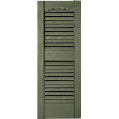 Builders Edge 12 in. x 31 in. Louvered Vinyl Exterior Shutters Pair #282 Colonial Green