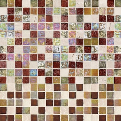Jeffrey Court Harvest Noce 12 in. x 12 in. Burgundy Mosaic Tile 99206