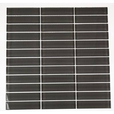Splashback Glass Tile Contempo Smoke Gray Polished 12 in. x 12 in. Glass Mosaic Floor and Wall Tile CONTEMPO SMOKE GRAY POLISHED 1 X 4