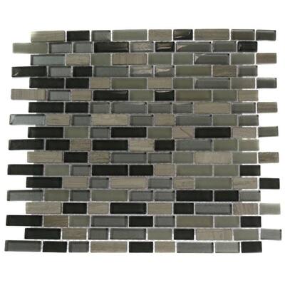 Splashback Glass Tile Naiad Blend Bricks Pattern 12 in. x 12 in. Marble And Glass Mosaic Floor and Wall Tile NAIAD BLEND BRICKS .5 X 2 BRICK