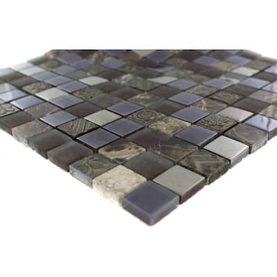 Splashback Glass Tile Tapestry Pantheon 1 in. x 1 in. Marble And Glass Tiles - 6 in. x 6 in. Tile Sample R5B4