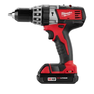 Milwaukee M18 18-Volt Lithium-Ion 1/2 in. Cordless Hammer Drill Compact Battery Kit 2602-22CT