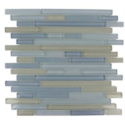 Splashback Glass Tile 12 in. x 12 in. Glass Mosaic Floor and Wall Tile TEMPLE SEAWAVE