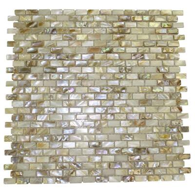 Splashback Glass Tile 12 in. x 12 in. Mosaic Floor and Wall Tile BAROQUE PEARLS MINI BRICK PATTERN