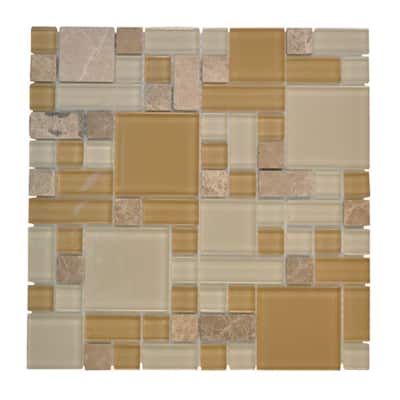 Jeffrey Court 12 in. x 12 in. Ridgeline Pinwheel Glass Mosaic Tile 99194