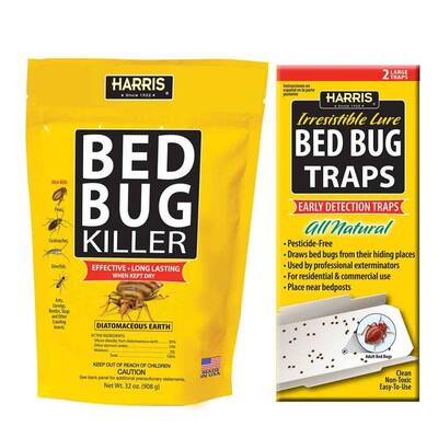 Harris 32 oz. Diatomaceous Earth Bed Bug Killer and Bed Bug Trap ...