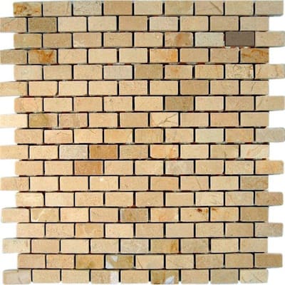 Splashback Glass Tile Crema Marfil Bricks 12 in. x 12 in. Marble Floor and Wall Tile CREMA MARFIL1/2X1 BRICKS MARBLE TILE