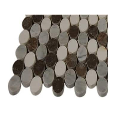 Splashback Glass Tile Orbit Sleet Ovals Marble Tiles - 6 in. x 6 in. Tile Sample L4D1