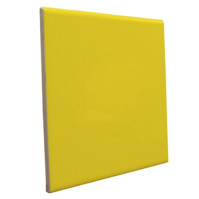 U.S. Ceramic Tile Color Collection Bright Yellow 6 in. x 6 in. Ceramic Surface Bullnose Wall Tile U744-S4669