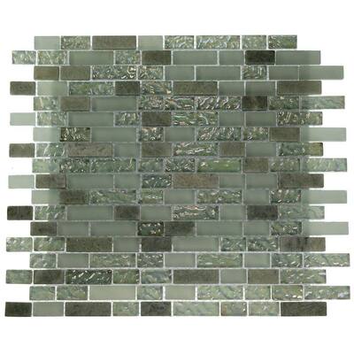 Splashback Glass Tile Pattern 12 in. x 12 in. Marble/Glass Mosaic Floor and Wall Tile EMERALD BAY BLEND BRICK