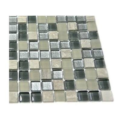Splashback Glass Tile Naiad Blend Squares 1/2 in. x 1/2 in. Marble And Glass Tile Squares - 6 in. x 6 in. Tile Sample R5D2
