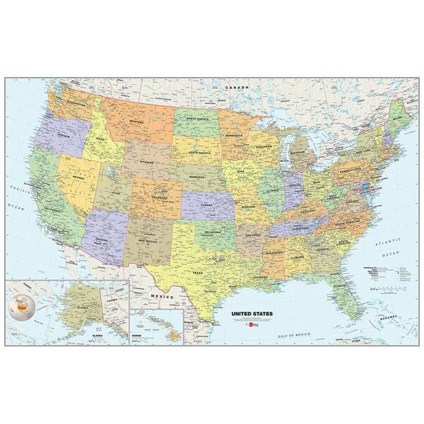 24 X 36 Map Of United States WallPOPs 24 in. x 36 in. Dry Erase USA Map Wall Decal-WPE99073 - The Home Depot