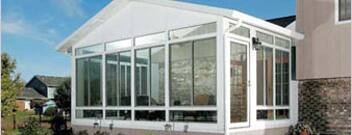 Exterior view of white sunroom