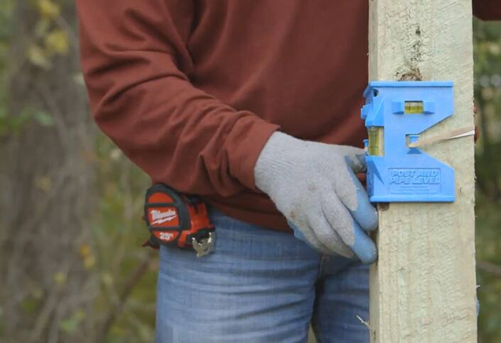 Using post level - Measuring Marking Squaring Plumbing Using post level - Measuring Marking Squaring Plumbing