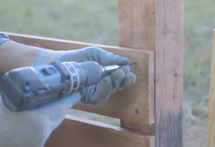 Install second set supports - Making Basket Weave Fence Install second set supports - Making Basket Weave Fence