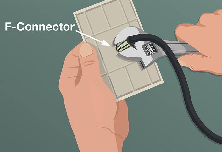 Installing Cable TV Jack - Attach F-connector secure mounting brackets Installing Cable TV Jack - Attach F-connector secure mounting brackets