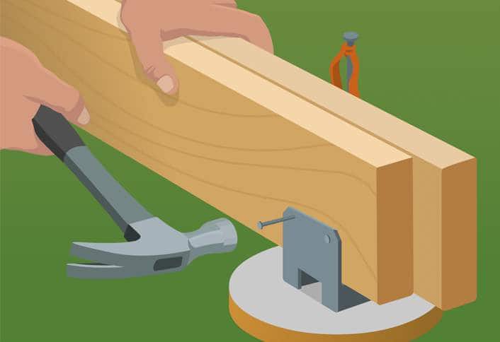 Attach beams post anchors - Build Ground-Level Deck Attach beams post anchors - Build Ground-Level Deck