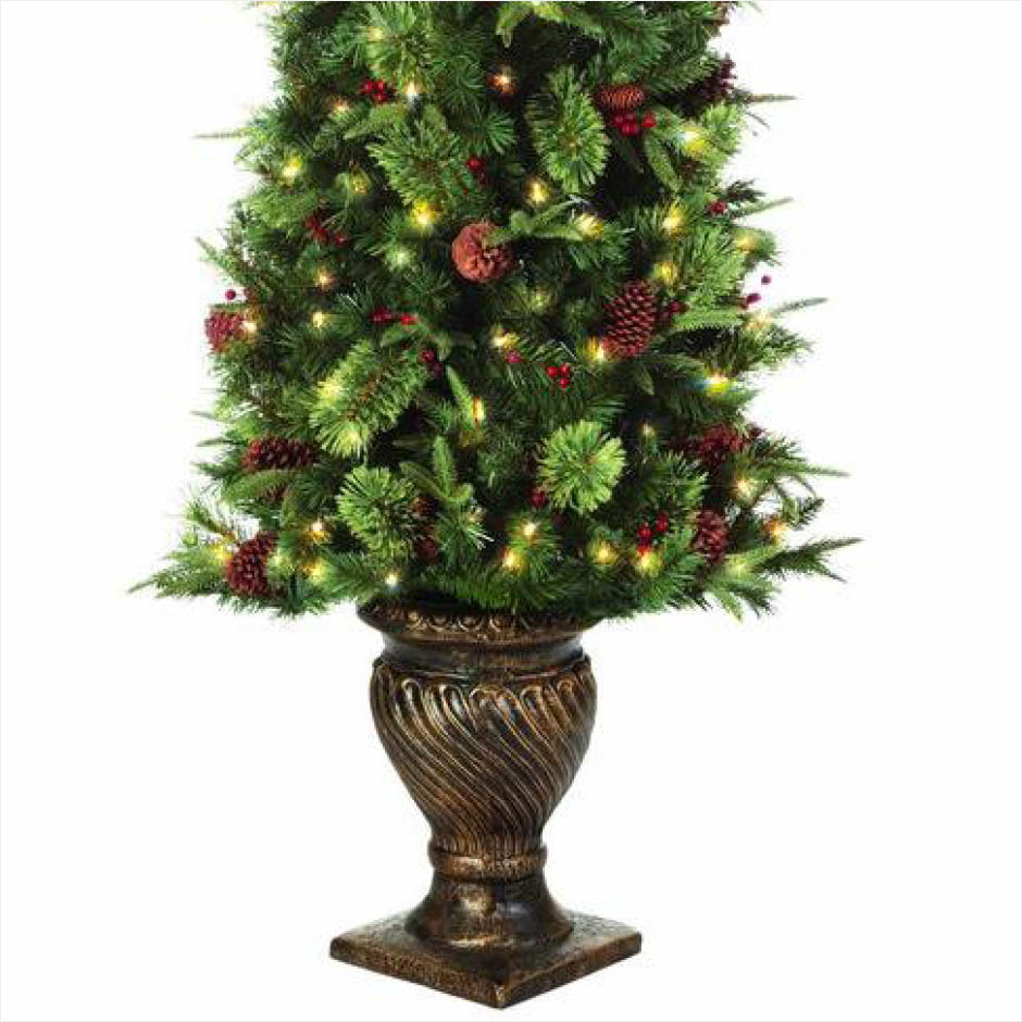 Home Accents Holiday 6.5 ft. Potted Artificial Christmas Tree with 200 Clear Lights-TY78-797 ...