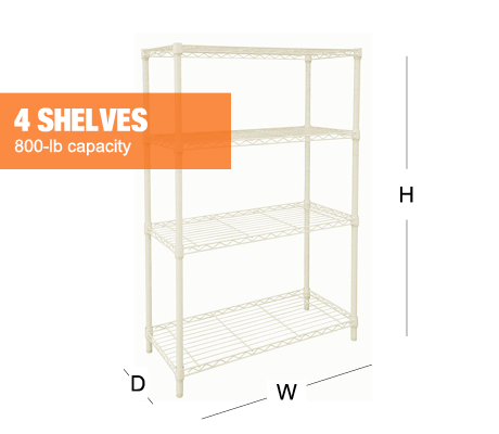 Image of 4-shelf unit in Ivory