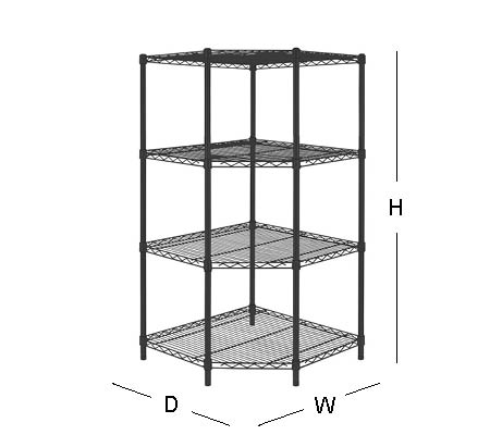 Image of 4-shelf corner unit in black