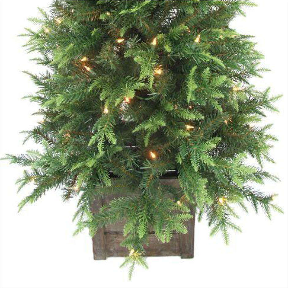Home Accents Holiday 4 ft. Pre-Lit Grand Fir Potted Artificial Christmas Tree with 100 Clear ...