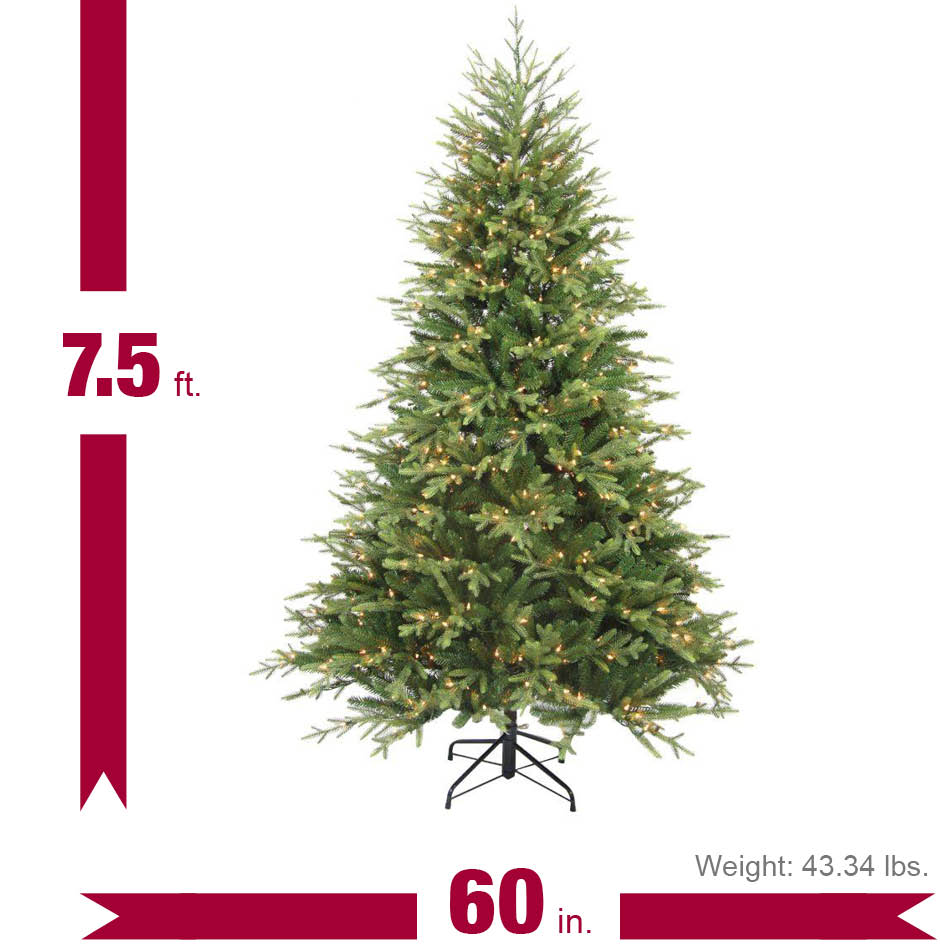 Home Accents Holiday 7.5 ft. Pre-Lit Balsam Artificial Christmas Tree with 600 Always-Lit Clear ...